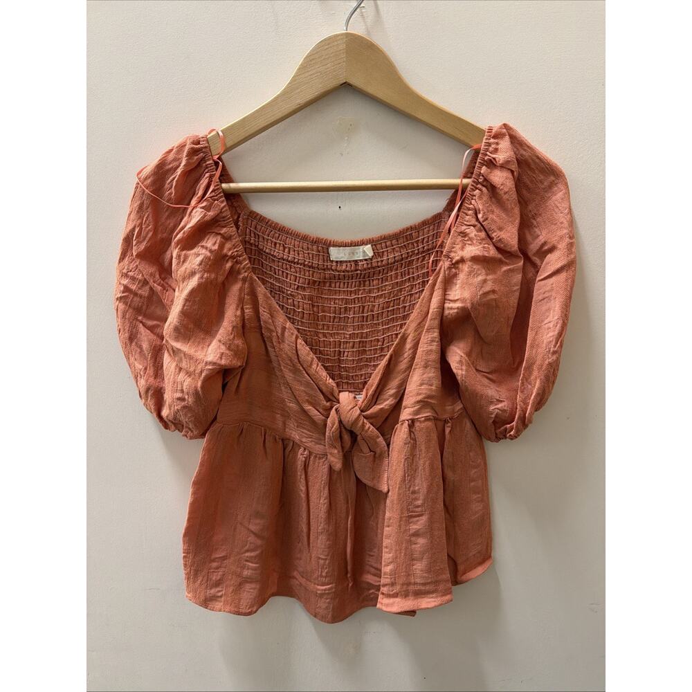 Lush Women’s Swan Song Coral Tie Swing Babydoll Blouse Size M